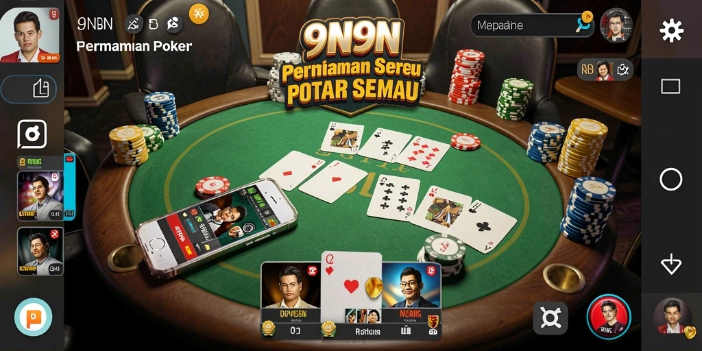 Tampilan gameplay seru di 9N9N dengan kartu Poker.