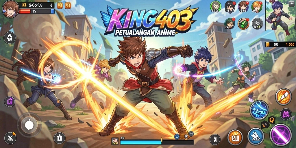 Tampilan gameplay yang menampilkan pertempuran karakter Anime.