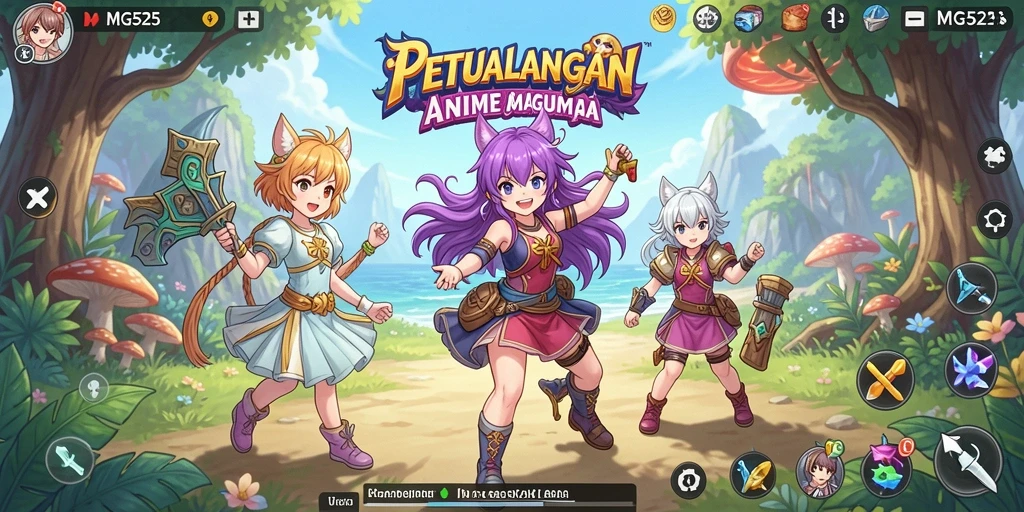 Tampilan menarik dari gameplay MG525 yang menampilkan karakter Anime.