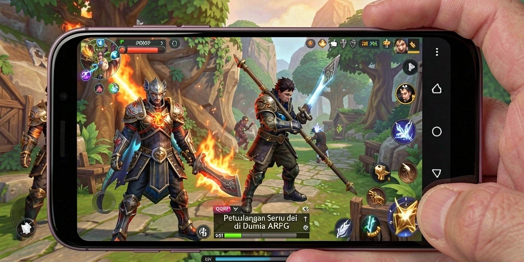 Tampilan gameplay QQRP dengan pertarungan ARPG yang seru dan grafis menawan.