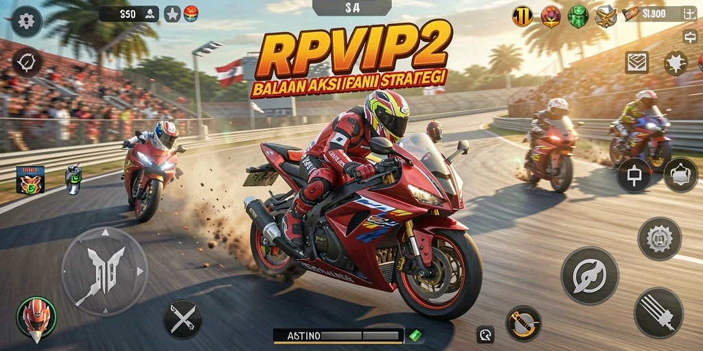 Tampilan gameplay RPVIP2 yang menegangkan di lintasan balapan.