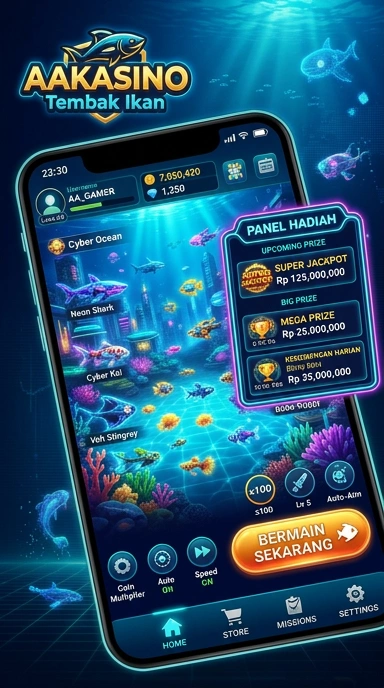 Tampilan halaman utama aplikasi aakasino.